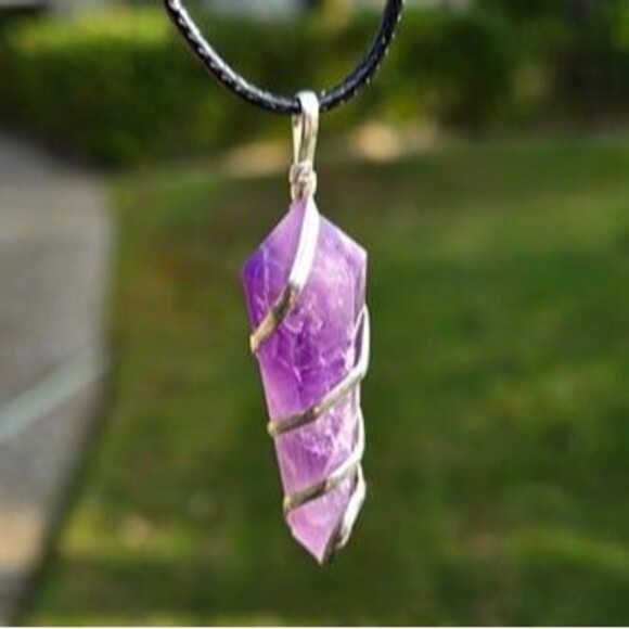 Amethyst Wire Wrapped Point Pendant - Picture 3 of 5